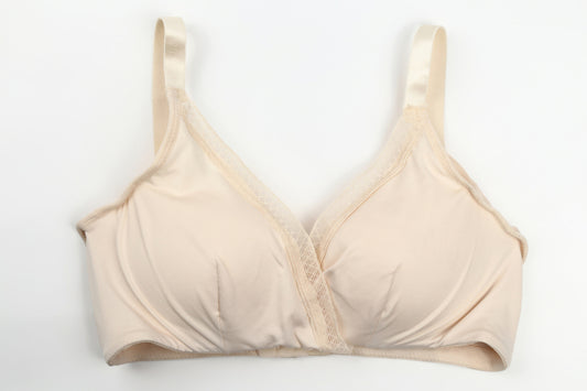 SALE!ノンワイヤーブラ上辺レースタイプ シルク100%(裏面生地) S/Mサイズ 3段ホック レディース <メール便可>