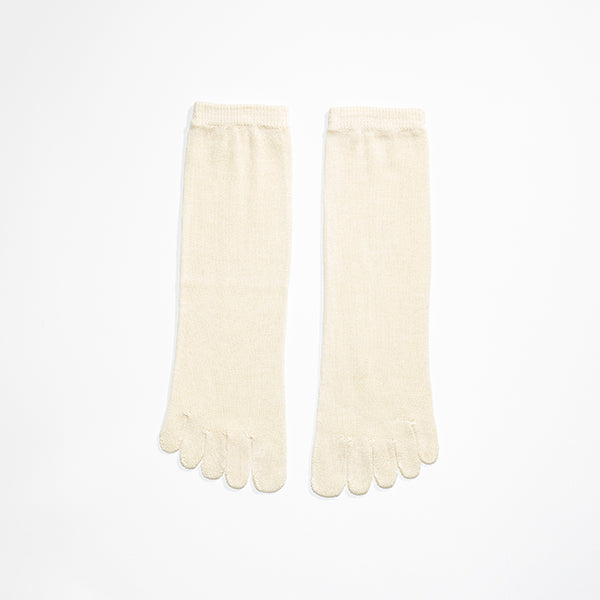 冷えとり靴下【単品】シルク100% 5本ゆびタイプ(かかと無) カラー(生成) レディース <メール便可>
