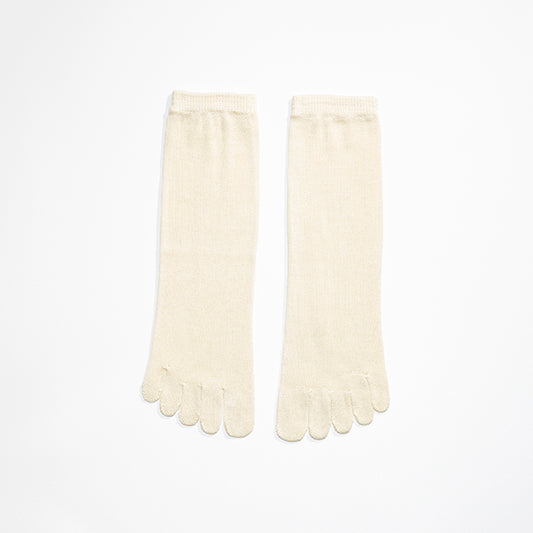 冷えとり靴下【単品】シルク100% 5本ゆびタイプ(かかと無)  カラー(生成) レディース <メール便可>