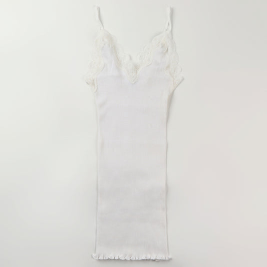 シルクコットン レースリブキャミソール レディース <メール便可>